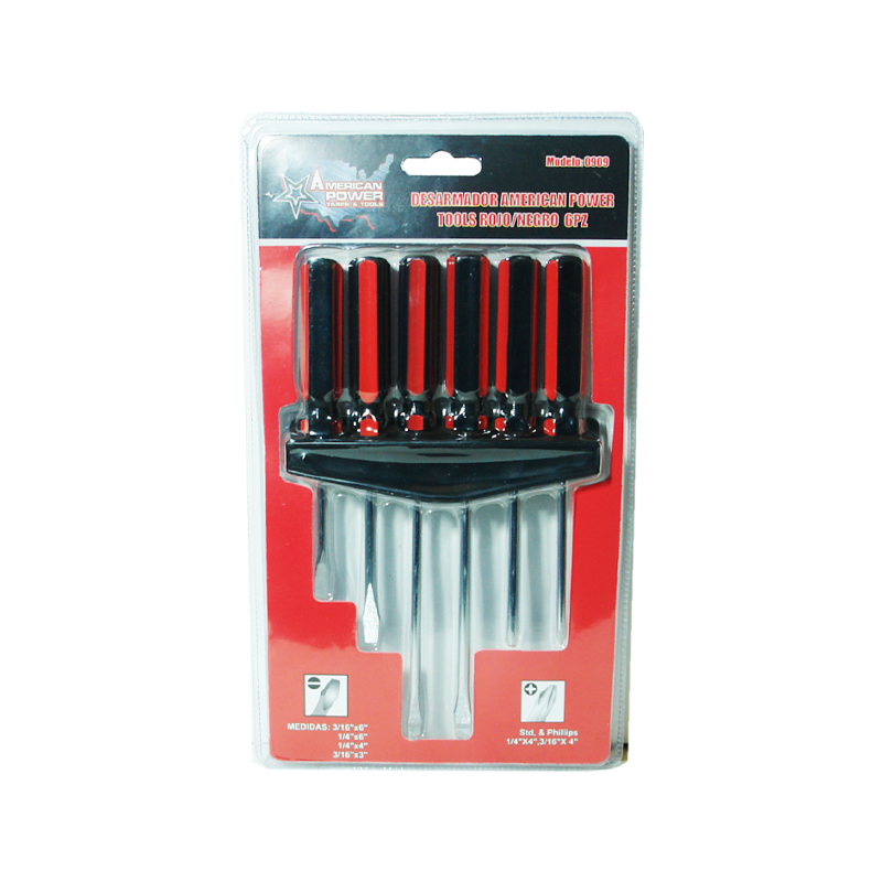 AMERICAN POWER T SCREWDRIVER RED/NGO 6PCS | 0909