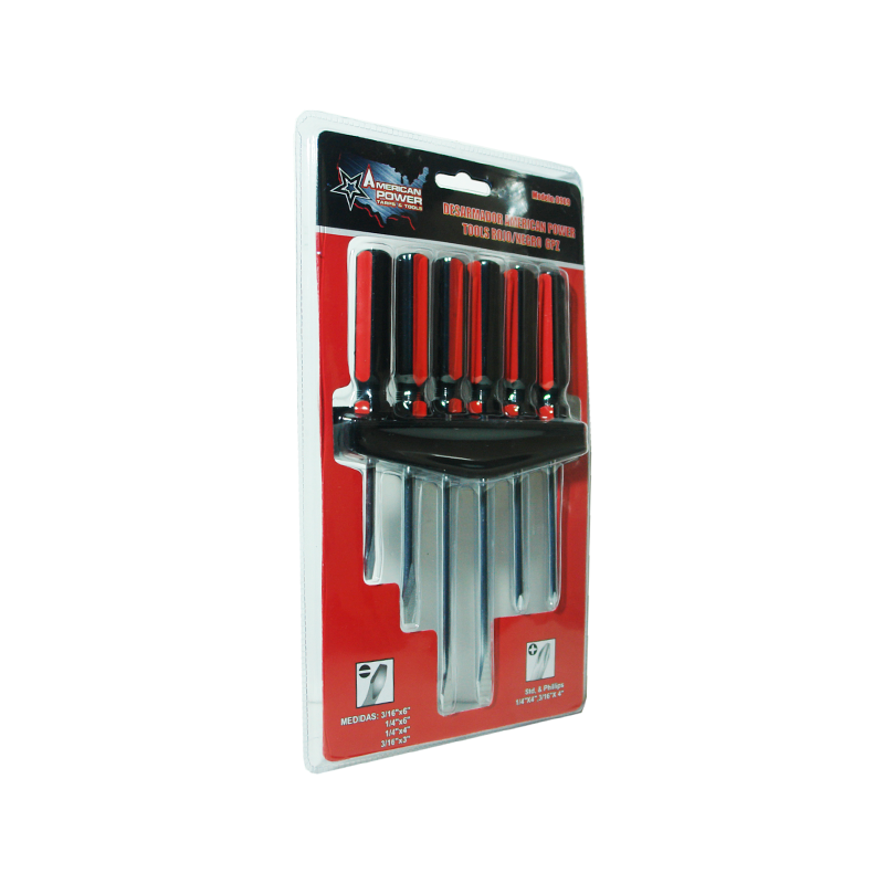 AMERICAN POWER T SCREWDRIVER RED/NGO 6PCS | 0909