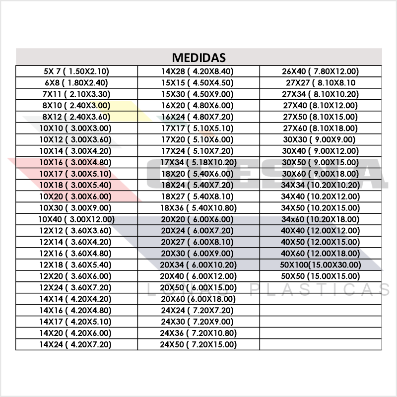 LONA GRNG PES 18X24 ( 5.40X7.20)  GEESNA | 2273