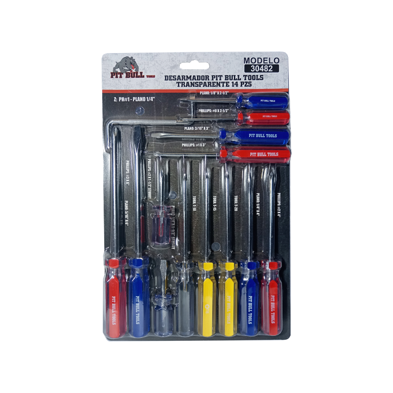 PIT BULL TOOLS TRANSPARENT SCREWDRIVER SET 14 PCS | 30482