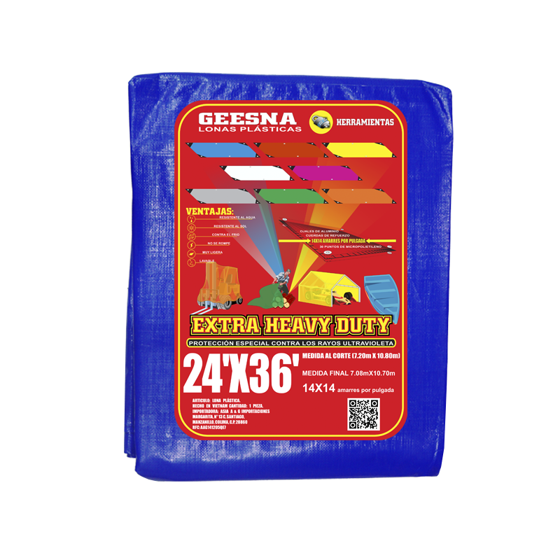 LONA AZUL PES 24X36  (7.20X10.80)  GEESNA | 33029