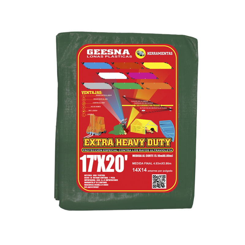 LONA VERD PES 17X20 ( 5.10X6.00)  GEESNA | 33308