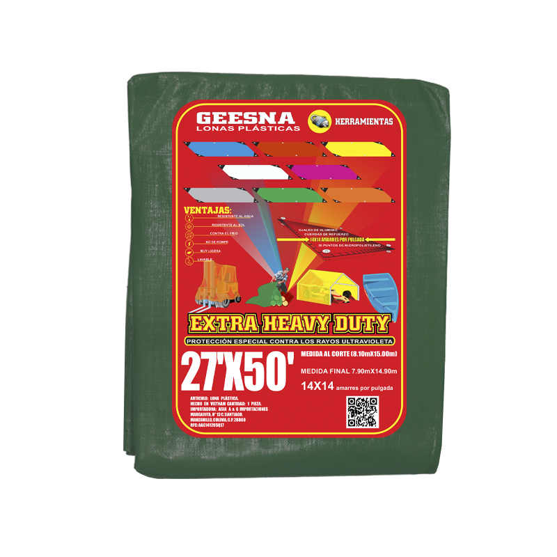 LONA VERD PES 27X50 (8.10X15.00) GEESNA | 34146