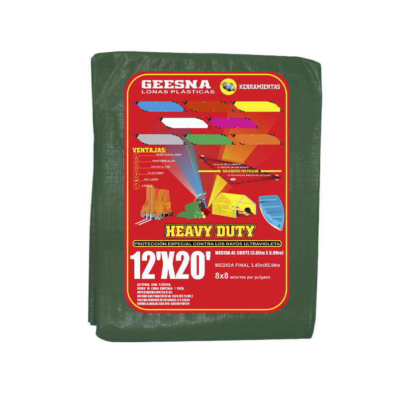 LONA VERD LIG 12X20 ( 3.60X6.00)  GEESNA | 4180