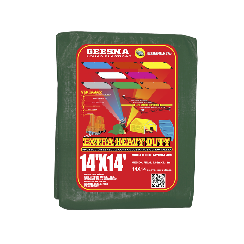 LONA VERD PES 14X14 ( 4.20X4.20)  GEESNA | 4258