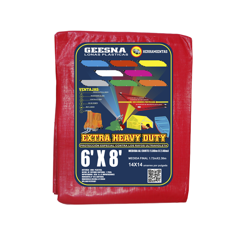 LONA ROJA PES  6X8 ( 1.80X2.40)  GEESNA | 4399