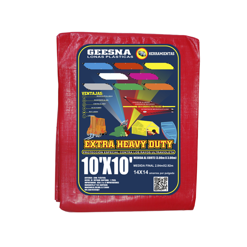 LONA ROJA PES 10X10 ( 3.00X3.00)  GEESNA | 4400