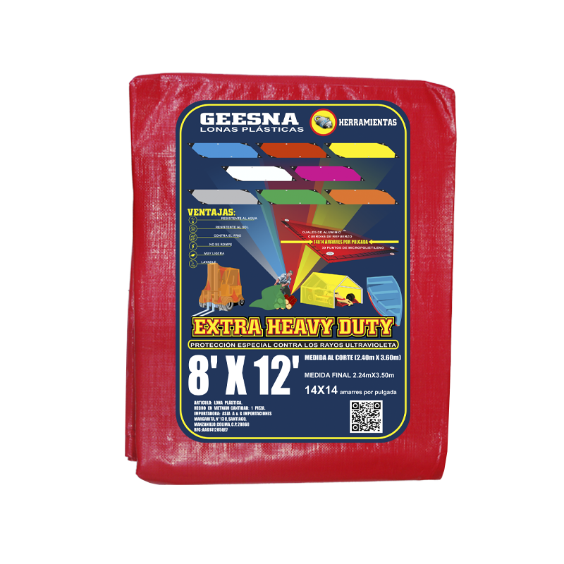 LONA ROJA PES  8X12 (2.40X3.60)  GEESNA | 4635