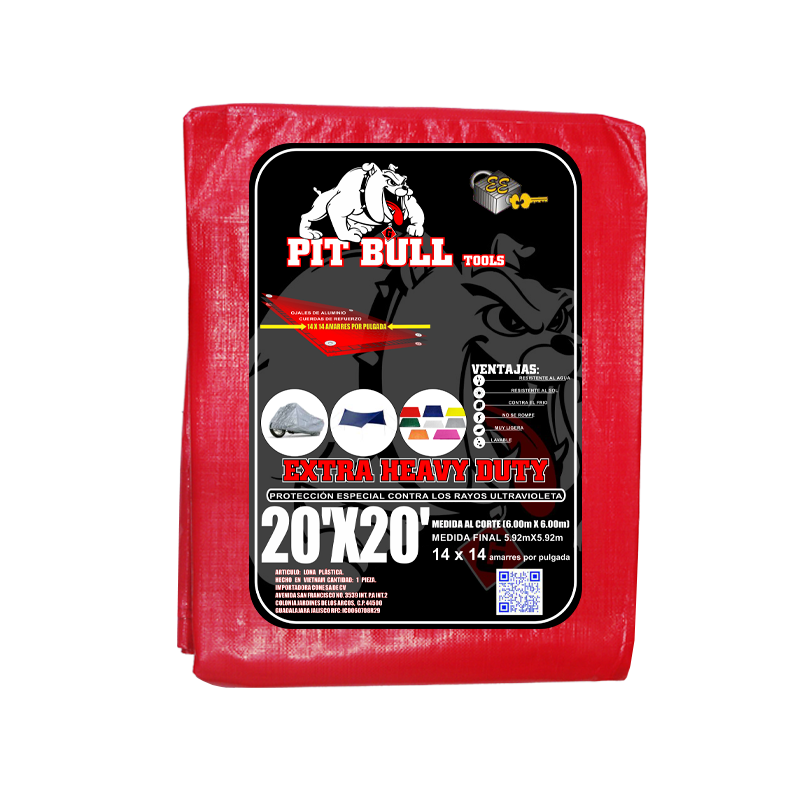 LONA PIT BULL ROJA 20X20 ( 6.00X6.00) | 60018