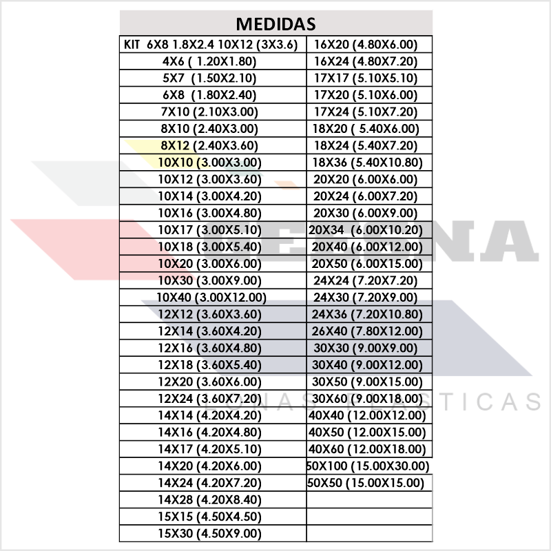 LONA BLCA LIG 12X24 (3.60X7.20)  GEESNA | 8110