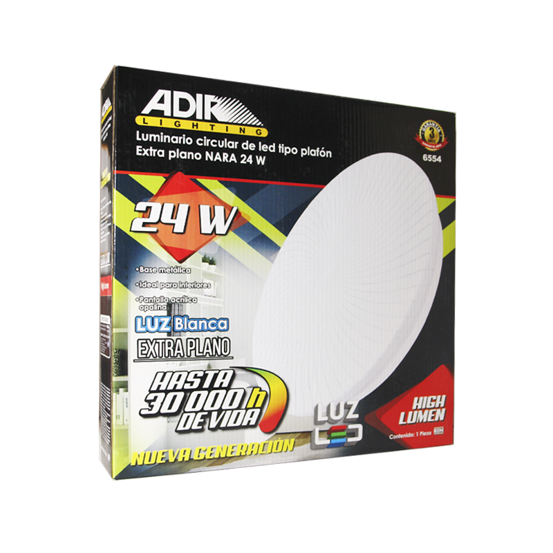 LUM ADIR NARA T/PLAFON CIR FLAT LED 24W | A6554 | 6554